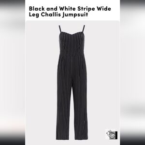 Black and White Stripe Wide Leg Challis Jumpsuit